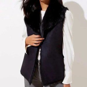 Loft Black Faux Shearling Vest NWT XL